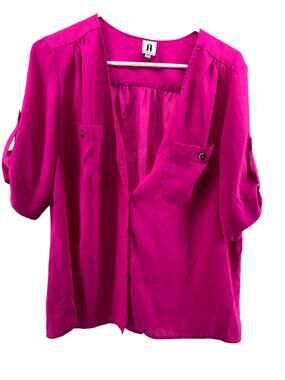A New York Pink Roll-Tab Button Down Shirt Women's Size Medium
